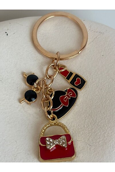 BHR AKSESUAR Lipstick Bag Hat Glasses Figured Keychain (8 cm)