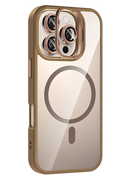 TechTrove iPhone 16 Pro Kılıf Standlı ve Kamera Lens Hediyeli Wireless Şarj Ö...