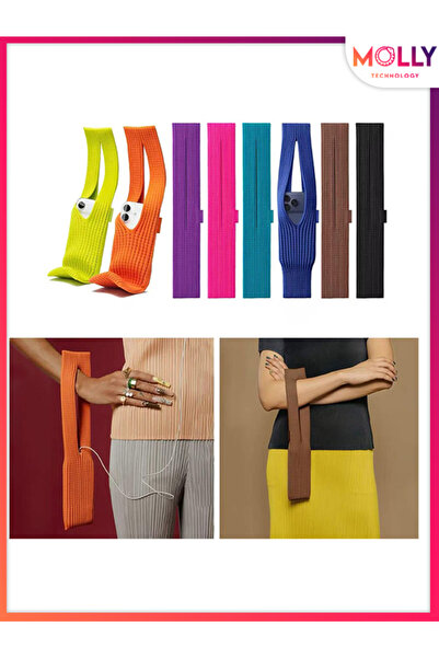 Molly Örgü Kumaş Telefon Askısı Boyun ve Omuz Çapraz Çanta – Tüm Telefon Mode...