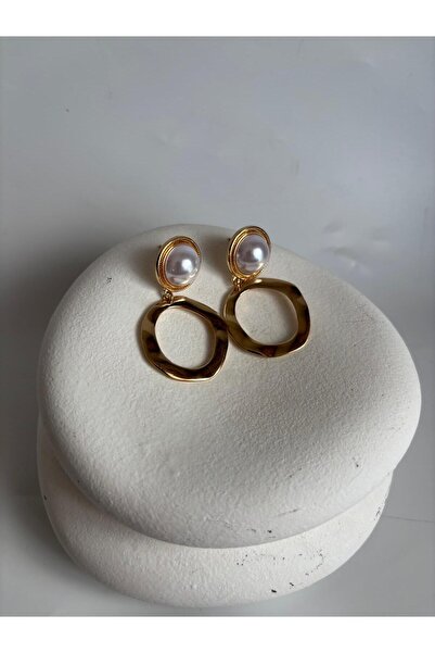 BHR AKSESUAR Gold Pearl Dangle Earrings