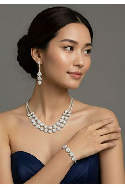 Perle Norie Necklace Earrings Jewelry Set Floral Model Jewelry Set Special Je...