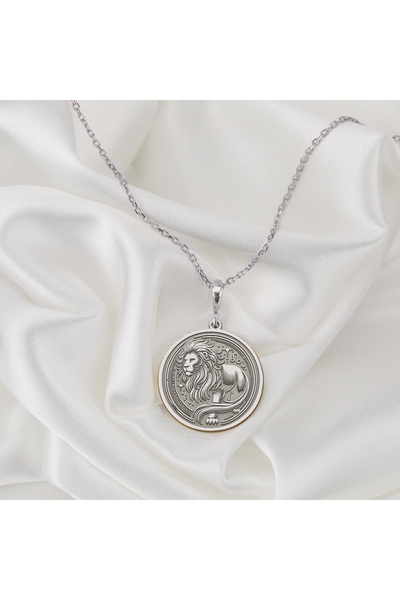 Jaune 925 Ayar Gümüş Aslan Burcu Kolye | Kadın Burç Kolyesi | Hediye