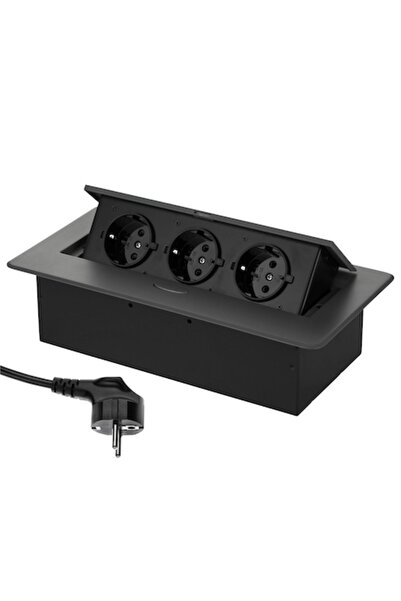 WELSMAR Priza Incastrabila pentru Blat Bucatarie, Masa sau Birou, 3 Prize, 230VAC/50Hz EU