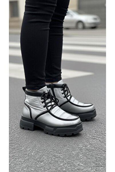 Modanizm Caresse Gray Wedge Heeled Sports Boots