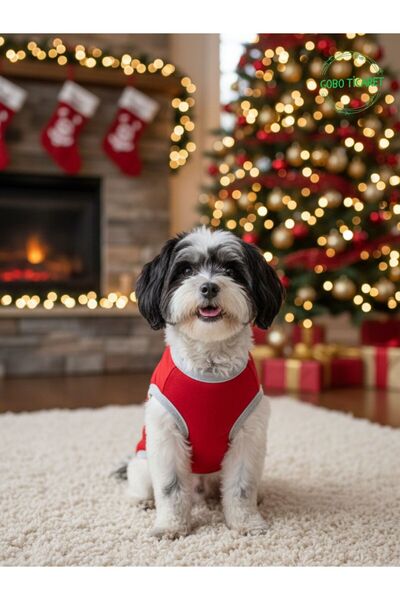 Gobo MUTLU MİYAV'LAR Baskılı Yılbaşı Temalı Kedi ve Köpek Kıyafeti Elbisesi Noel Tasarımlı 4 Farklı Beden