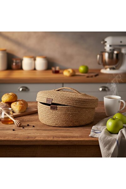 serelya Jute Oval Covered Bread Basket |   Handwoven Wicker Multi-Purpose Bas...