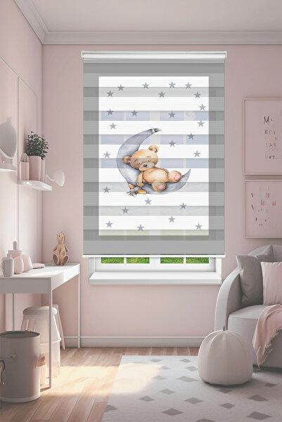 Perdecizade (ENXBOY)UYUYAN AYI DİJİTAL BASKILI ZEBRA PERDE-COCUK ODASI-STOR P...