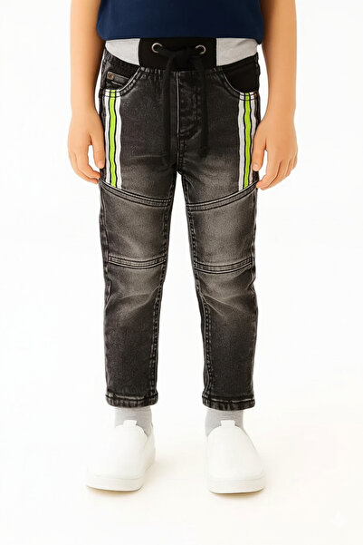 STITCH by MH Kid's Denim Joggers with Contrast Waistband and Side Stripe Detail
