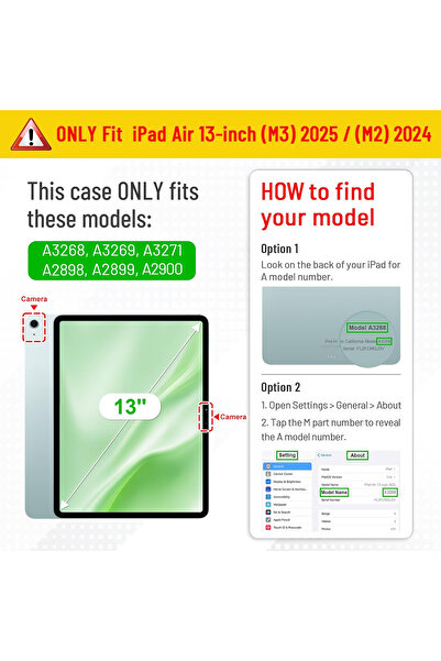 OEM IPad Air 13 inch (2025/2024) M3/M2 Tablet Case, Multi-angle Viewing Stand, Pencil Pocket and Holder