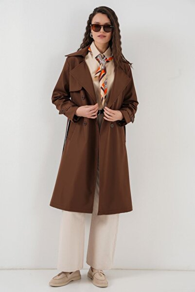 ALPACO 5918 Double Breasted Collar Trench Coat - Brown