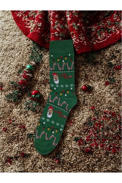 wMc collection Christmas Socks Işıklı Noel Baba Figürlü Dokuma Yılbaşı Çorap