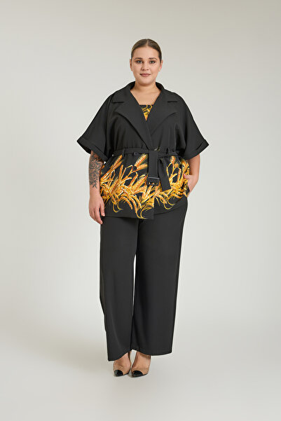 Zeyn KADIN ÜÇLÜ TAKIM DESENLİ GENİŞ PAÇA RAHAT KESİM ŞIK GİYİM