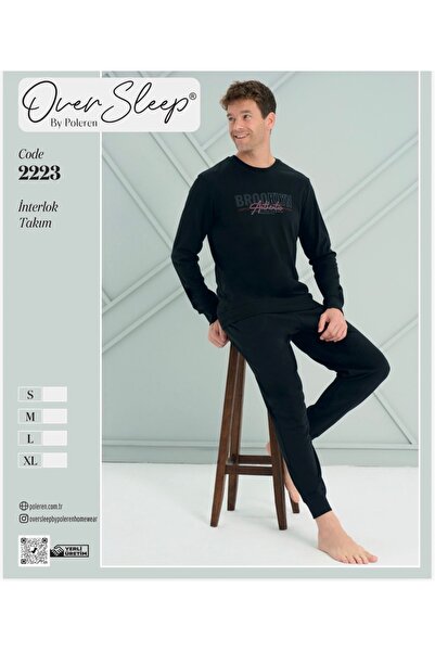 Over Sleep by Poleren Men's Cotton Pajama Set with Cuffed Legs