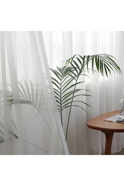 CumparaMisim Jorjet silk plain curtain, White, 140cm width x 260cm height, with rod tieback