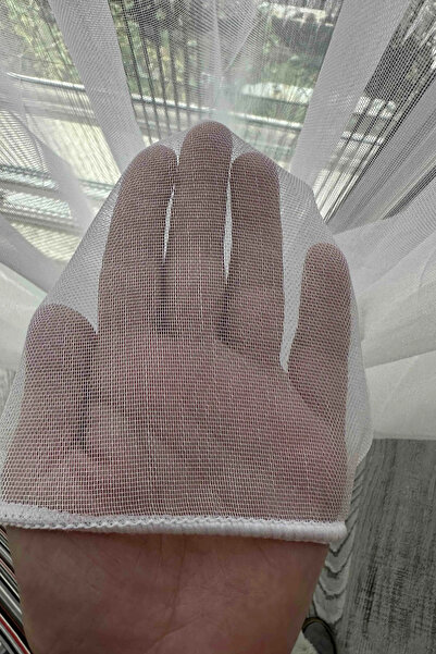 Ta-Ha Perde ve Halı 1-2 Sparse Pleated Thin Linen Textured Tulle Curtain, Wrinkle-Free Skirts Lead Tulle Curtain