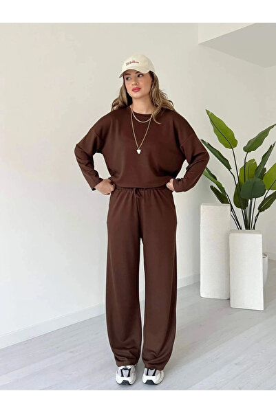 Ethab Ticaret Modal Suit with Sleeves Coffee