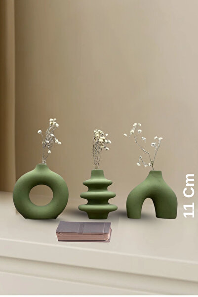rufhomedesign 3lü 11 Cm Minimalist İskandinav Tarzı Bohem Vazo Hediyelik Pint...