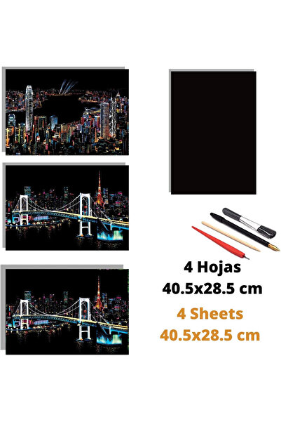 OEM DIY activity sheets for adults and children, scratchoff drawings,Tokyo,Canada,Victoria,3x40.5x28.5cm