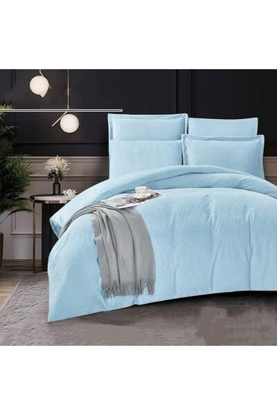 Reiashn Rahil Velvet Bedspread, Sky Blue Winter Double Size