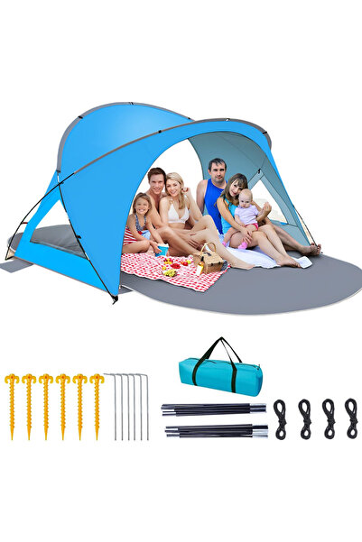 OEM Cort de plajă cu deschidere automată pentru 3-4 persoane, albastru