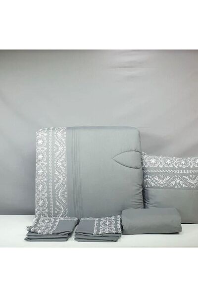 Reiashn Aisel Dark Gray Embroidered 7-Piece Summer Double Bedspread