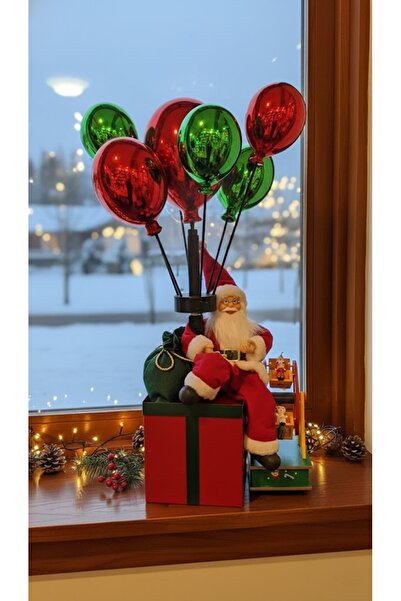 Kokoş Parti Yılbaşı Hediye Kutulu ve Balonlu Noel Baba Dekoru • Noel Baba Bib...