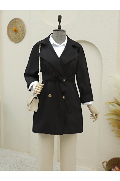 HİJABAYA Болеро з деталізованими ґудзиками, середньої довжини тренч