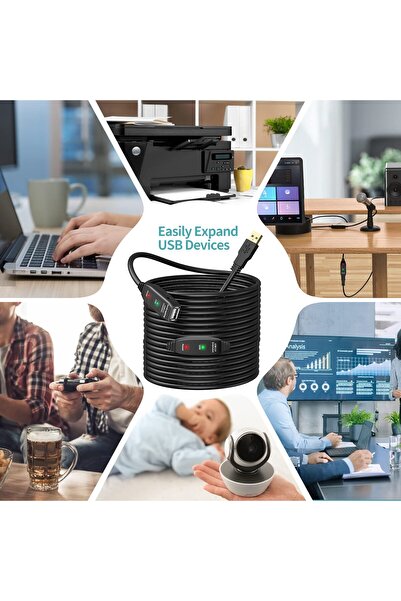 OEM 10m extension cable, active USB 2.0 repeater, with signal amplifier