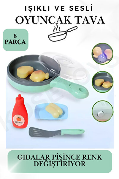 kosetoys Toy Pan Cooks and Changes Color with Light and Accessories 26cm