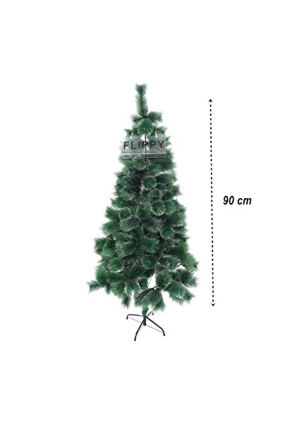Avaleea Artificial Snow-Covered Pine Christmas Tree, 90 cm, Green, Plastic Stand Included