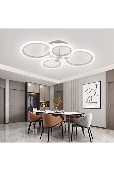 OEM Circular LED chandelier white design with remote control, dimmable, 80W