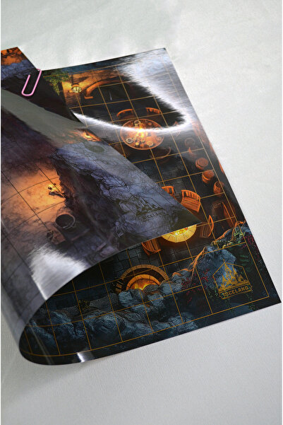 DiceLand Taverna - Maden A3 Çift Taraflı Grid Map TTRPG Battle Map Kutu Oyunu...