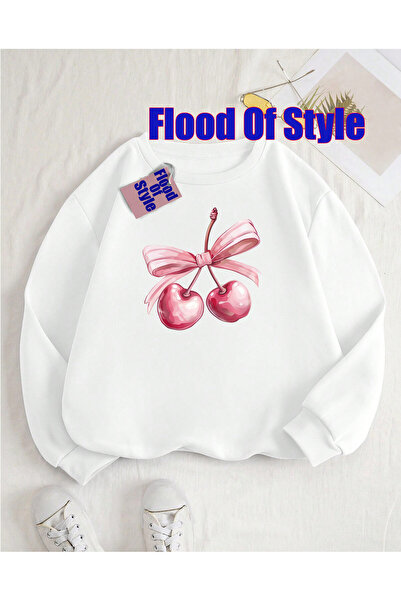 Flood Of Style Φούτερ με λαιμόκοψη μινιμαλιστικό με τύπωμα μοντέρνο στυλ με λ...