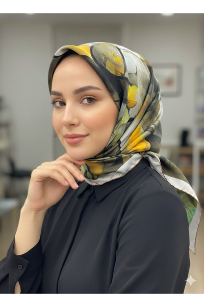 Armine %100 Sura İpek Eşarp – Nostalji Seri – Kaymaz Tok Duruş - Yeşil 90x90