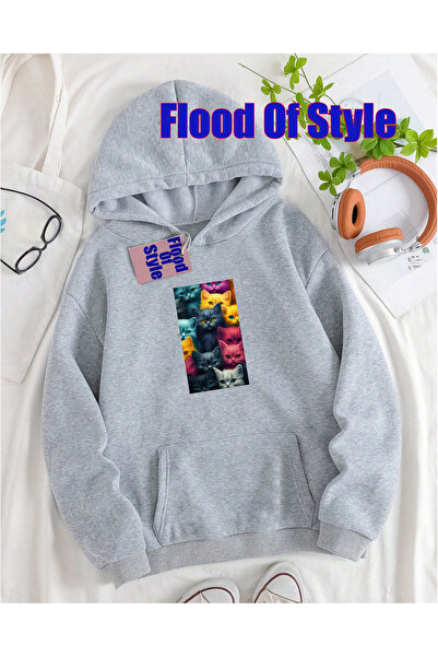 Flood Of Style Сива котка Минималистична блуза с принт за велосипед