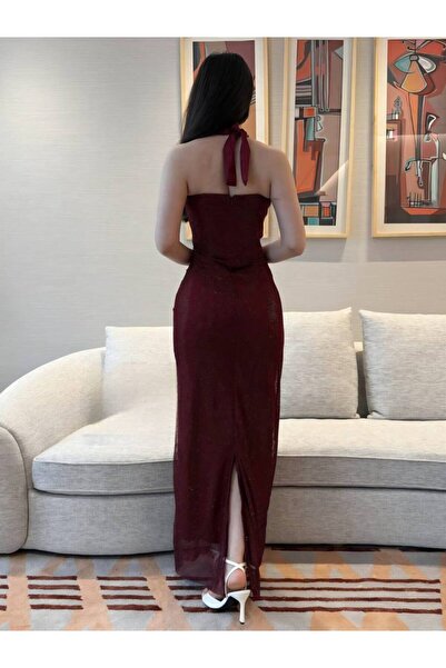 Thara Burgundy dress with zircon stones