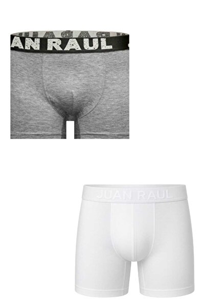 DeepSEA Men's Grey-White Cotton Stretch Fabric Boxer Set of 2 – Ultra Comfort – Large Size Boxer 2603116