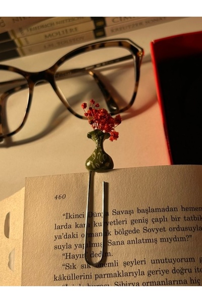 Rika Spolia & Co. Zümrüt Vazo Kuru Çiçek Kitap Ayracı