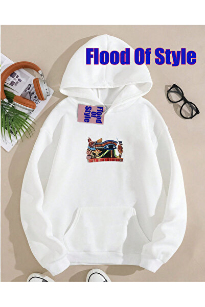 Flood Of Style Γκρι φούτερ με μινιμαλιστικό γιακά με τύπωμα Biscuit Collar