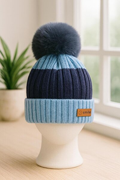 skycott șapcă unisex pentru copii, împletită, pliată, cu pompon, cu etichetă ...