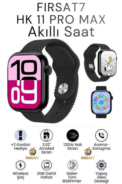 Fırsat7 Watch HK 11 Pro Max Amoled Akıllı Saat Iphone Ve Android Tüm Telefonl...