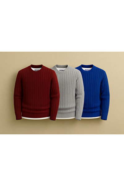 pepule 3 броя икономичен пакет дебел мъжки велосипеден пуловер с врата