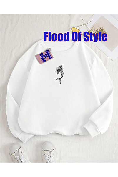 Flood Of Style سترة رمادية اللون بتصميم حورية البحر 4 Minimalist مطبوع بياقة ...