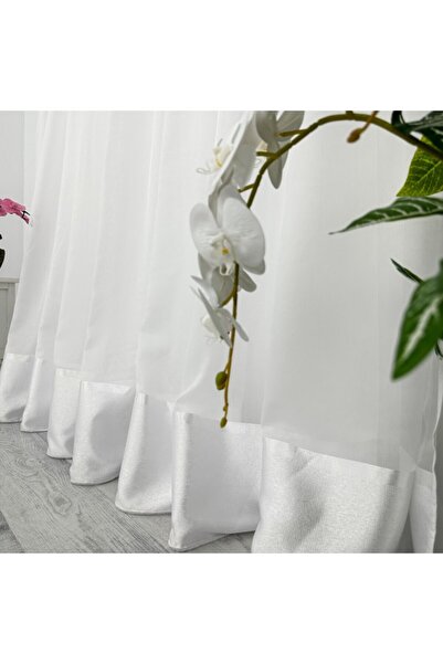 CumparaMisim Dianne Silk Curtain with Satin Ribbon, White, 140cm wide x 260cm high, with rod loop