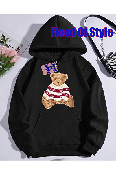 Flood Of Style Μαύρο πουλόβερ AYICIK Minimalist με τύπωμα Φούτερ με λαιμόκοψη...