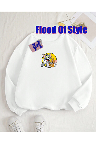 Flood Of Style Λευκό μπλουζάκι Tomjery Minimalist με τύπωμα με λαιμόκοψη