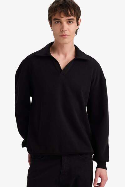 DeFacto Суитшърт с поло яка и боксерска кройка G6475AX25WN