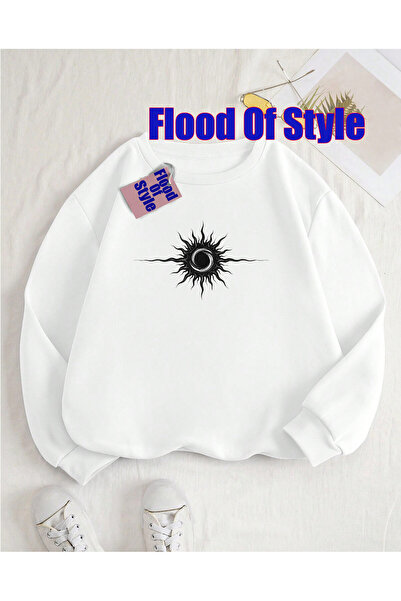 Flood Of Style Сива блуза с качулка и принт на велосипед от Grey Dare Eye Min...