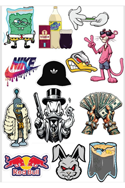 Limitless Design Karışık Karikatür & Sokak Tarzı Sticker Seti – 12 Adet Suya ...