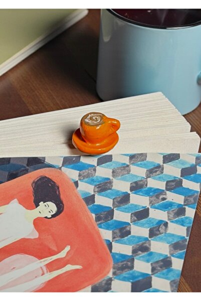 Rika Spolia & Co. Turuncu Kahve Fincanı Kitap Ayracı Handmade (İkinci Görsele...
